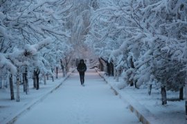 Oltu'da sezonun ilk kar yağışı