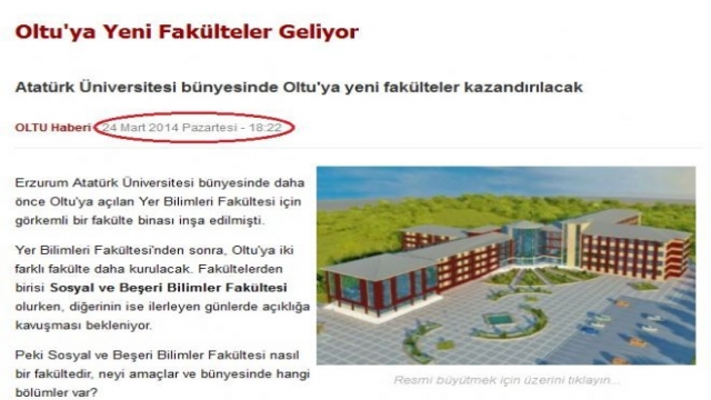 Oltu'ya Beşeri ve Sosyal Bilimler Fakültesi