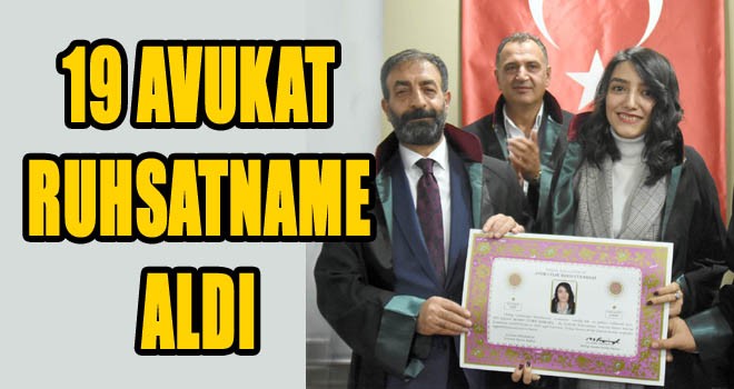 Erzurum Barosu’nda 19 hukukçu düzenlenen törenle ruhsatnamelerini aldı