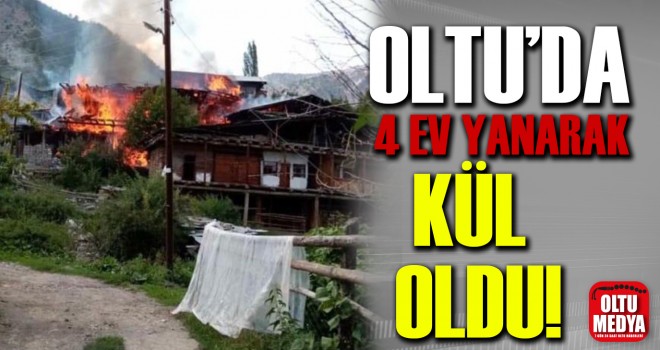 Oltu'da çıkan yangında 4 ev hasar gördü