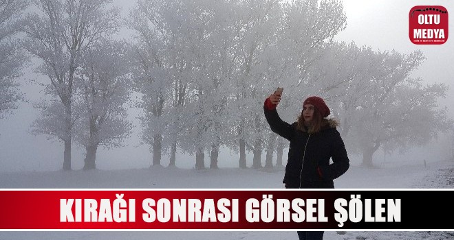 Erzurum'da düşen kırağı sonrası görsel şölen