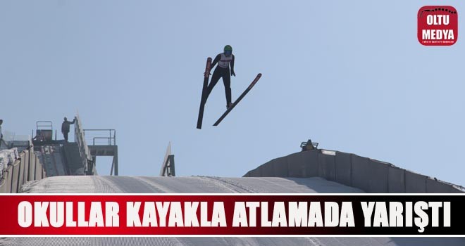 Erzurum’da Okullar Arası Kayakla Atlama Yarışması nefes kesti