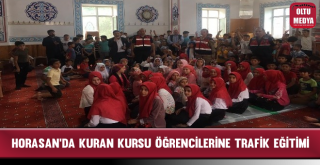 Horasan İlçe Jandarma Trafik Ekiplerinden Kuran Kursu Öğrencilerine Trafik Eğitimi