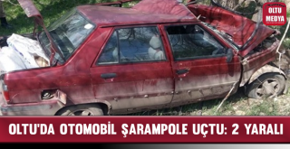 Oltu'da Otomobil Şarampole Uçtu: 2 Yaralı