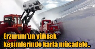Erzurum'un yüksek kesimlerinde karla mücadele