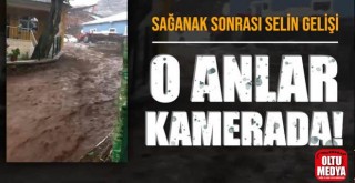 Narman'da sağanak sonrası oluşan sel bir evi kullanılamaz hale getirdi